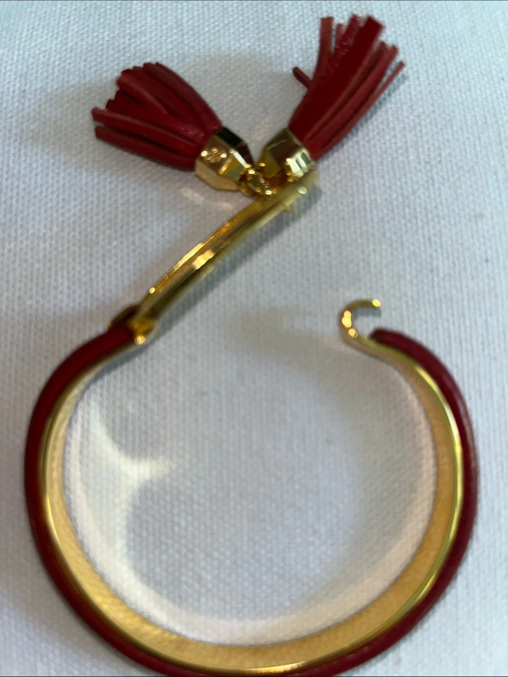 Rare Tory Burch Gold-Tone Red Twin Tassel Bracelet